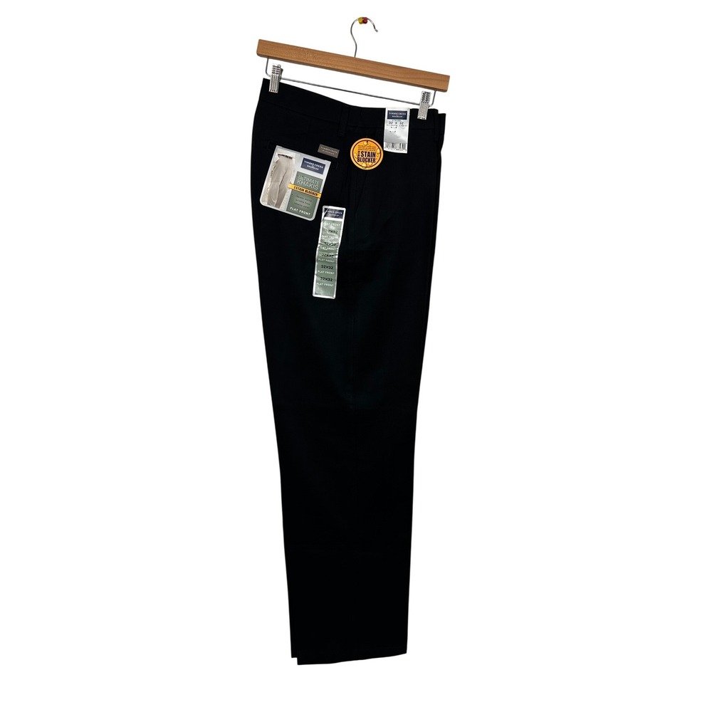 Timber Creek by Wrangler Khaki Pants Mens ‎ 32x32 Black Flat Front 67400BL NWT